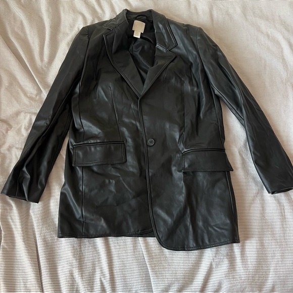 H&M Jackets & Blazers - H&M Black Faux Leather Blazer